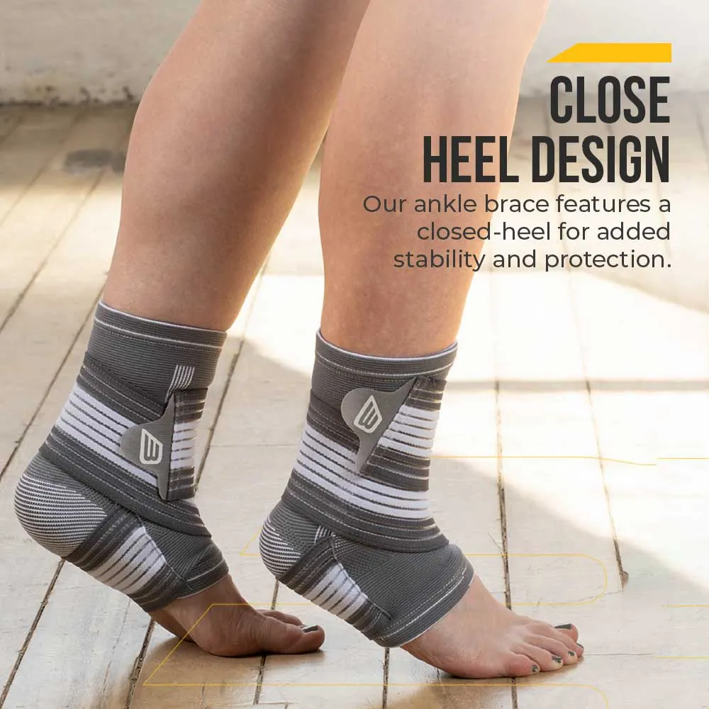 Ankle Support Brace - Compression Bandage with Adjustable Strap - Athletic Ankle Support Brace