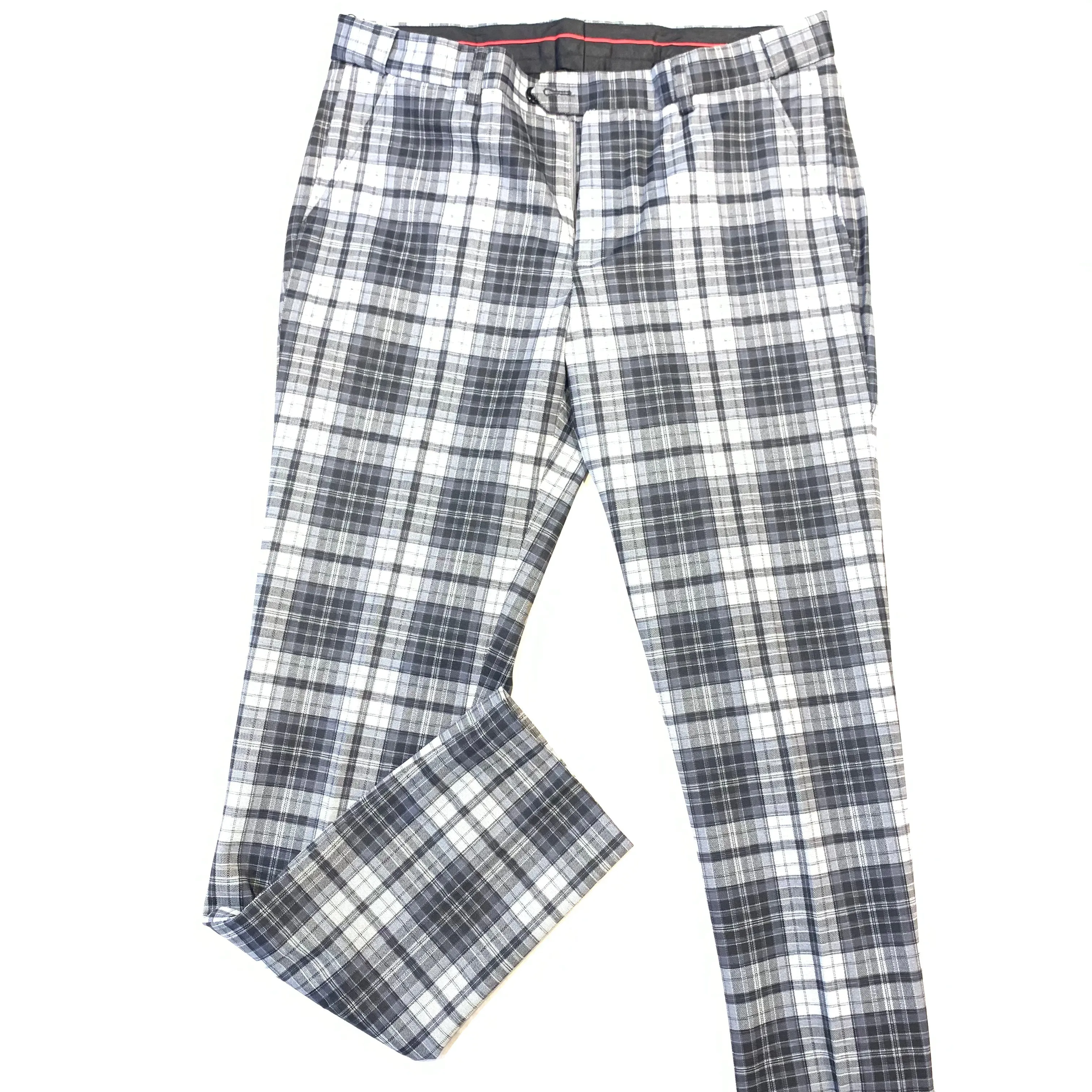 Barabas Multi Grey Plaid Dress Pants