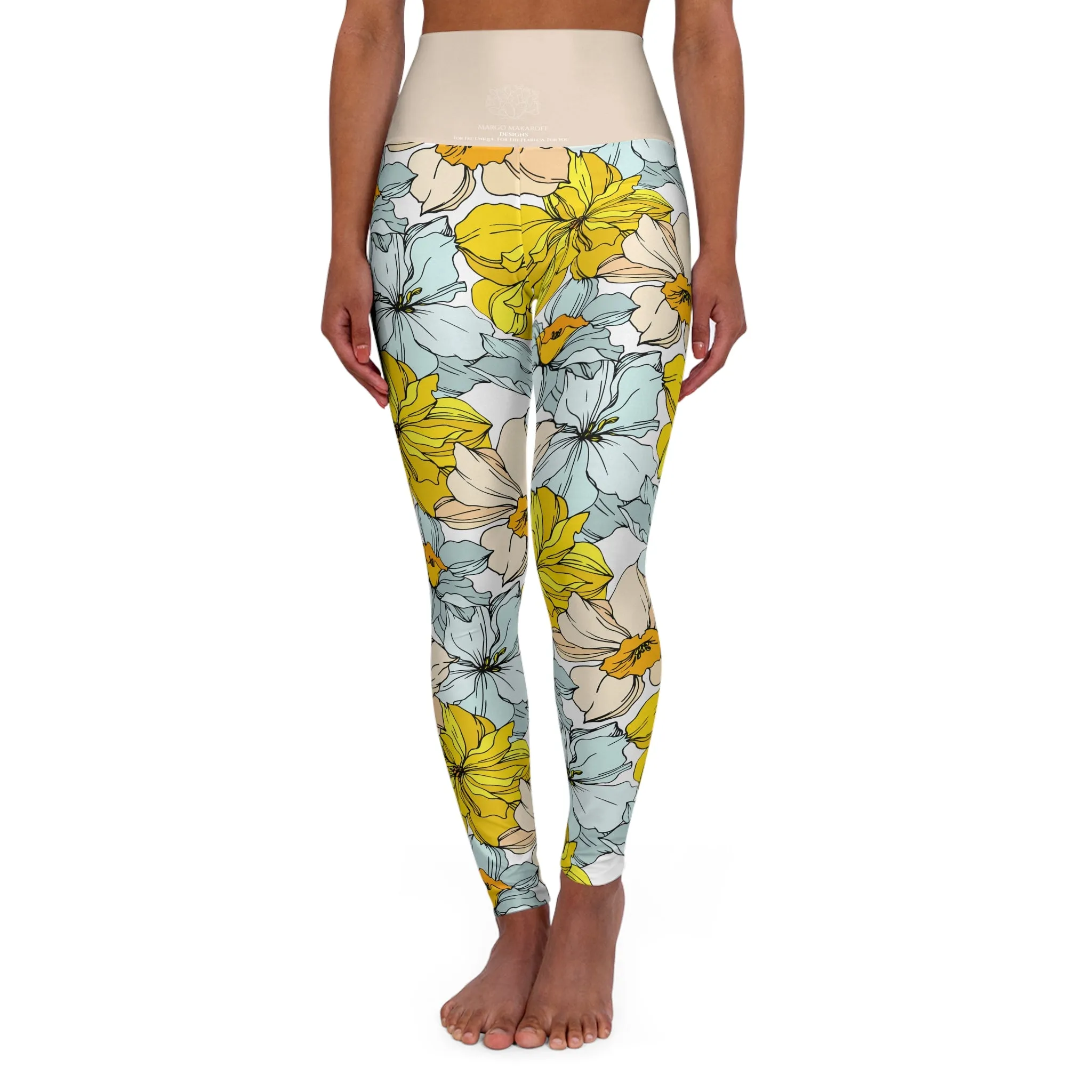 Floral High Waisted Yoga Leggings - Stylish Activewear by Margo Makaroff for Comfort & Performance