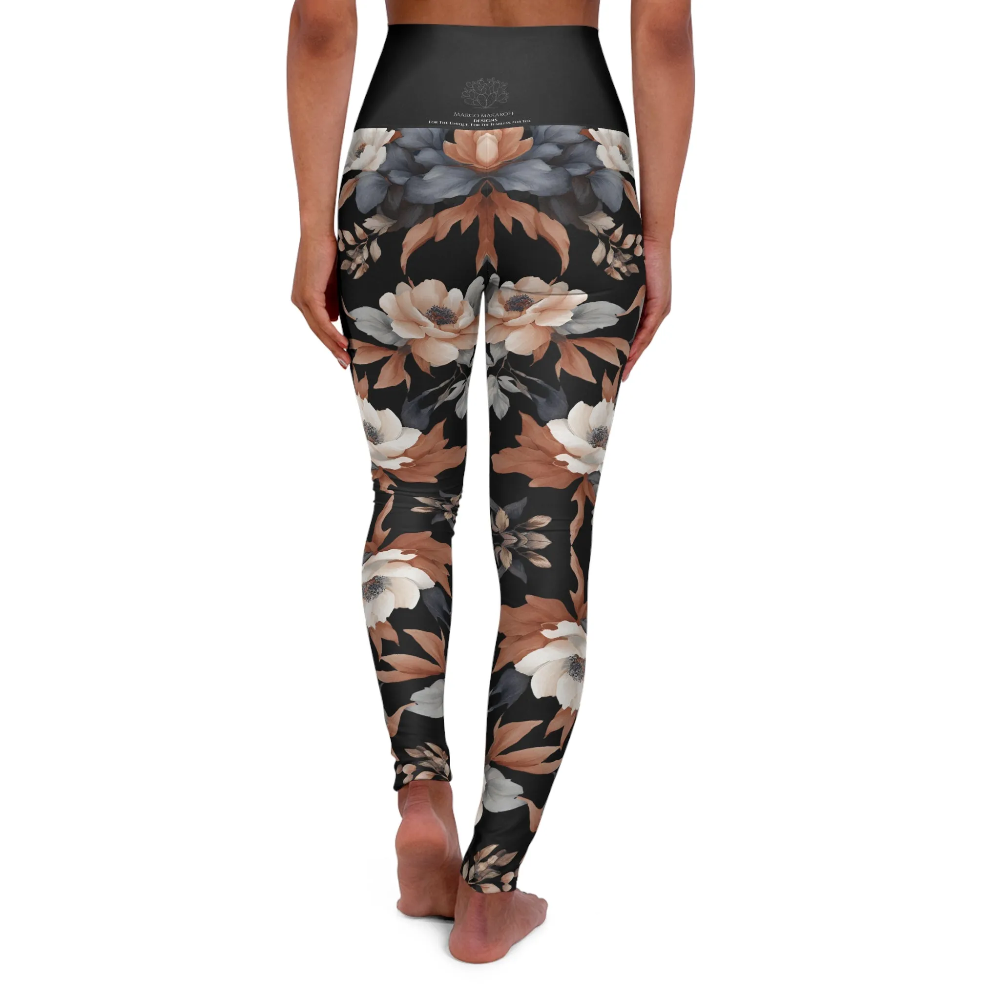 Floral High Waisted Yoga Leggings - Stylish Activewear by Margo Makaroff for Comfort & Performance