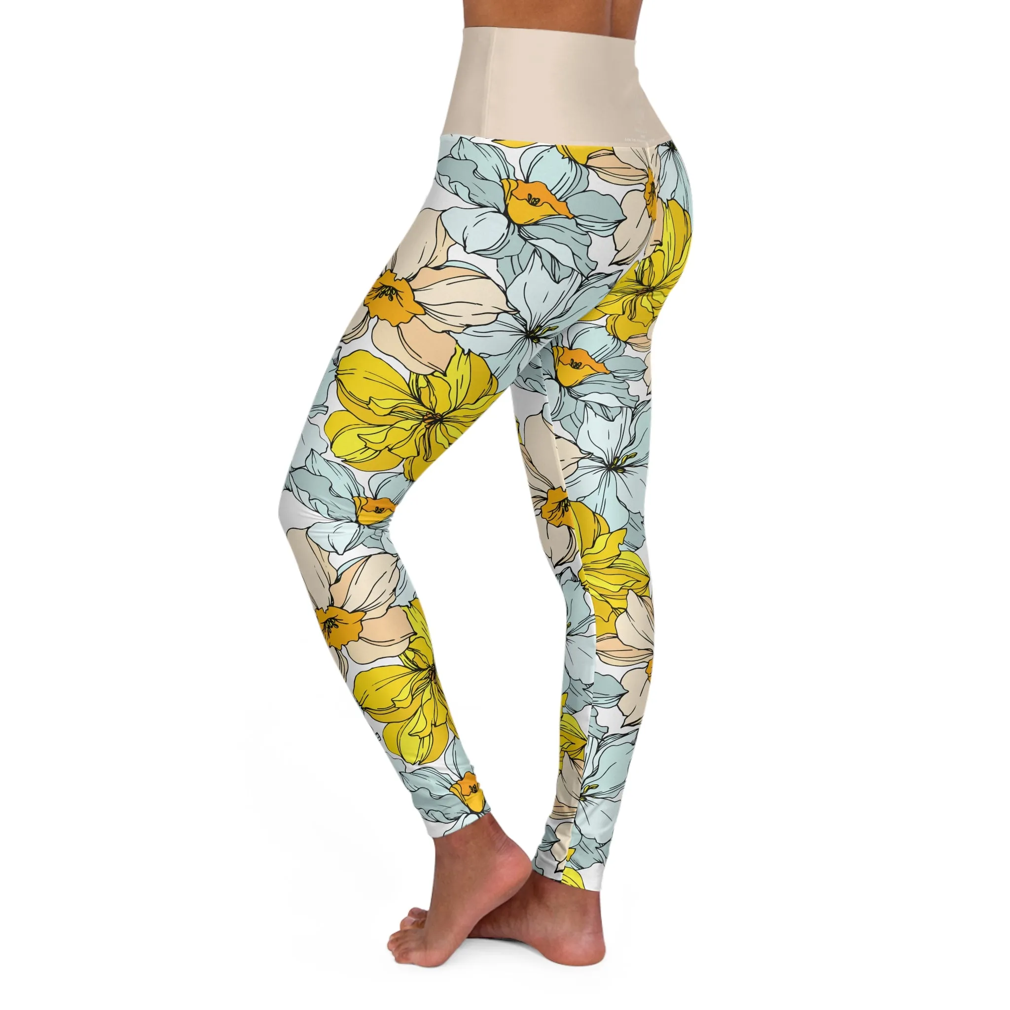 Floral High Waisted Yoga Leggings - Stylish Activewear by Margo Makaroff for Comfort & Performance