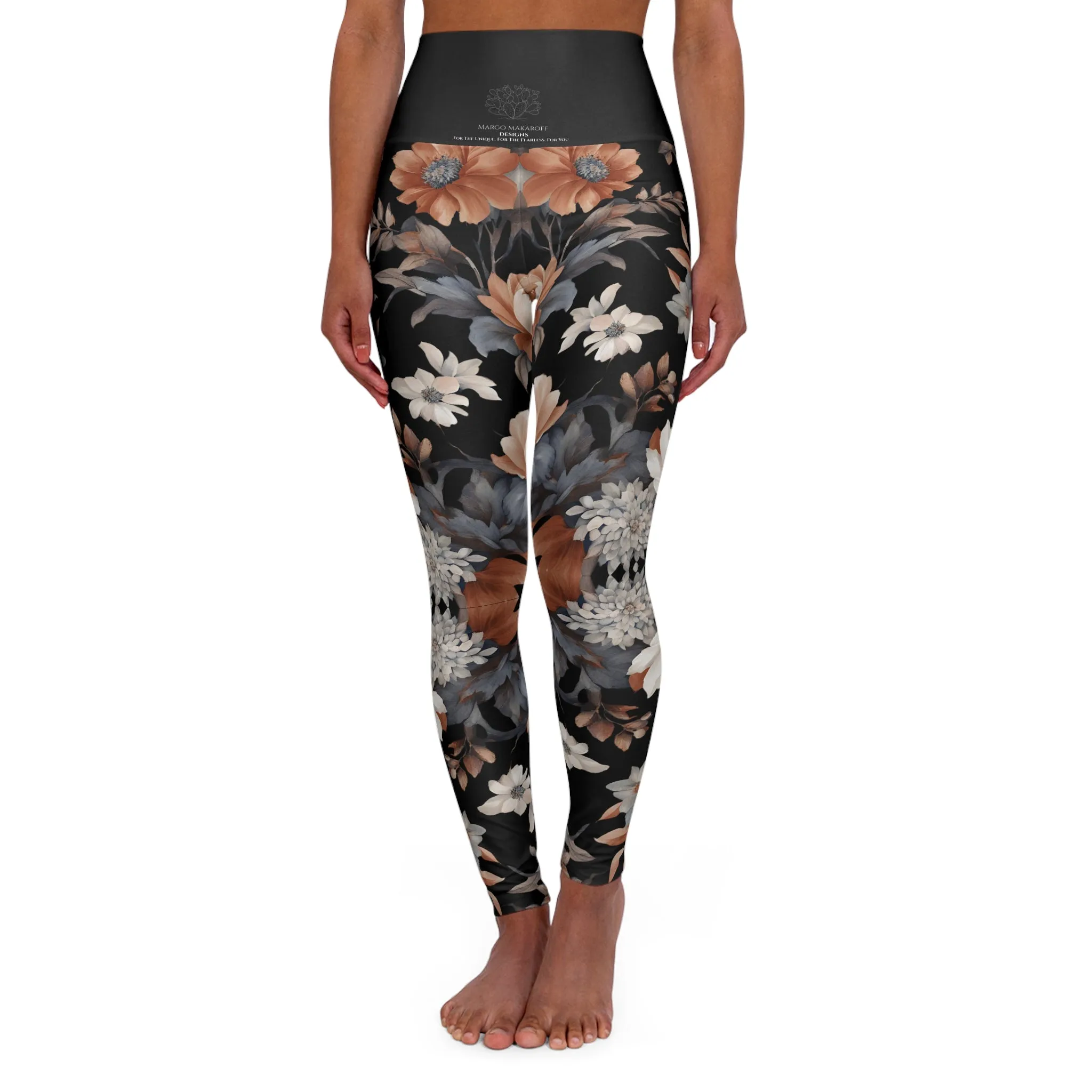 Floral High Waisted Yoga Leggings - Stylish Activewear by Margo Makaroff for Comfort & Performance