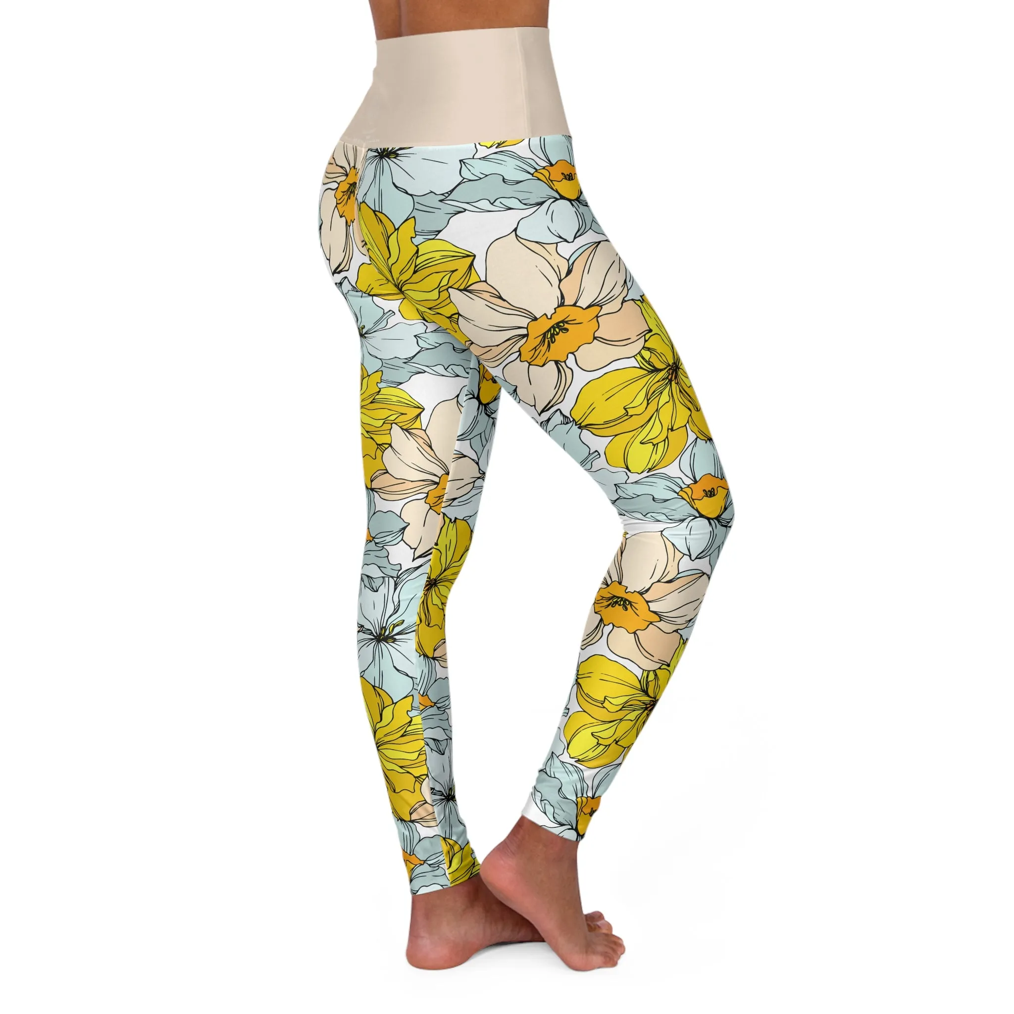 Floral High Waisted Yoga Leggings - Stylish Activewear by Margo Makaroff for Comfort & Performance