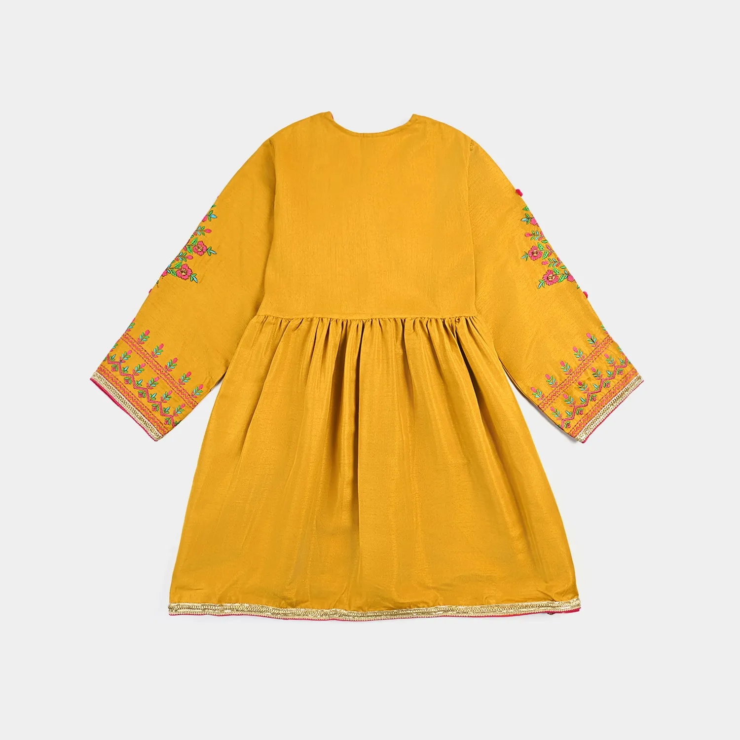 Girls 3 PCs Fancy Suit Mehfil -Mustard