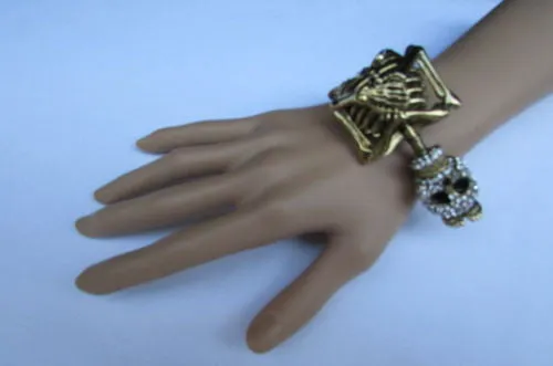 Gold Skeleton Cuff Bracelet Body Bones Halloween Style