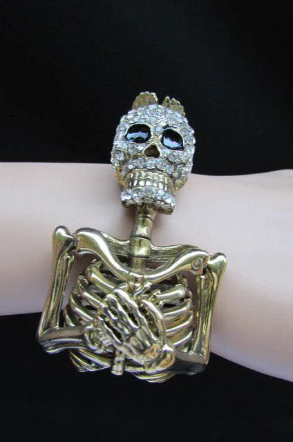 Gold Skeleton Cuff Bracelet Body Bones Halloween Style