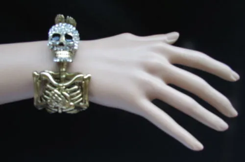 Gold Skeleton Cuff Bracelet Body Bones Halloween Style