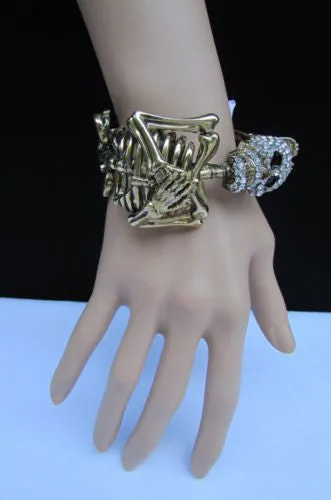 Gold Skeleton Cuff Bracelet Body Bones Halloween Style