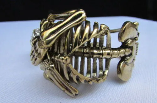 Gold Skeleton Cuff Bracelet Body Bones Halloween Style