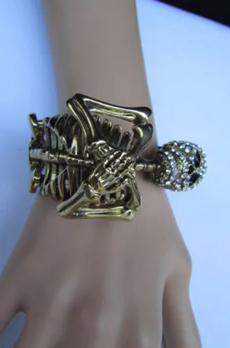 Gold Skeleton Cuff Bracelet Body Bones Halloween Style