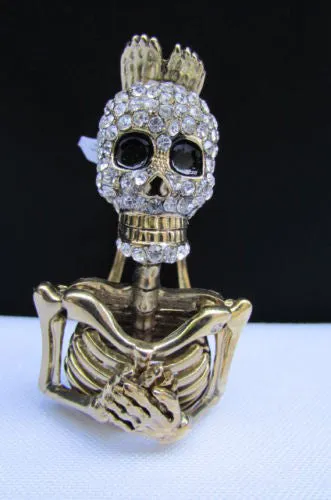 Gold Skeleton Cuff Bracelet Body Bones Halloween Style