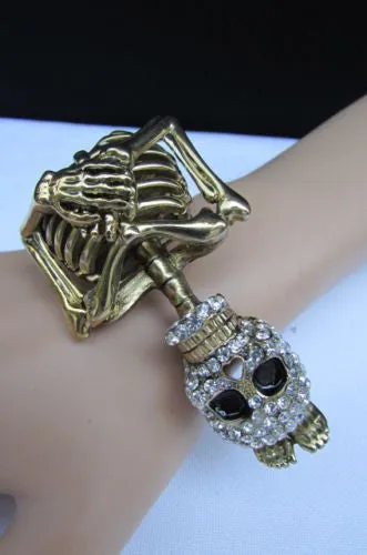 Gold Skeleton Cuff Bracelet Body Bones Halloween Style