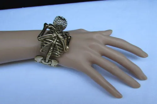 Gold Skeleton Cuff Bracelet Body Bones Halloween Style