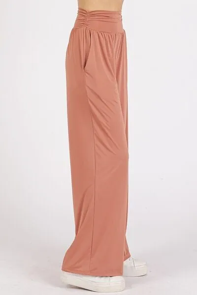 Hazel Blues® |  Mittoshop Stretch Banded Waist Wide Leg Pants with Pockets