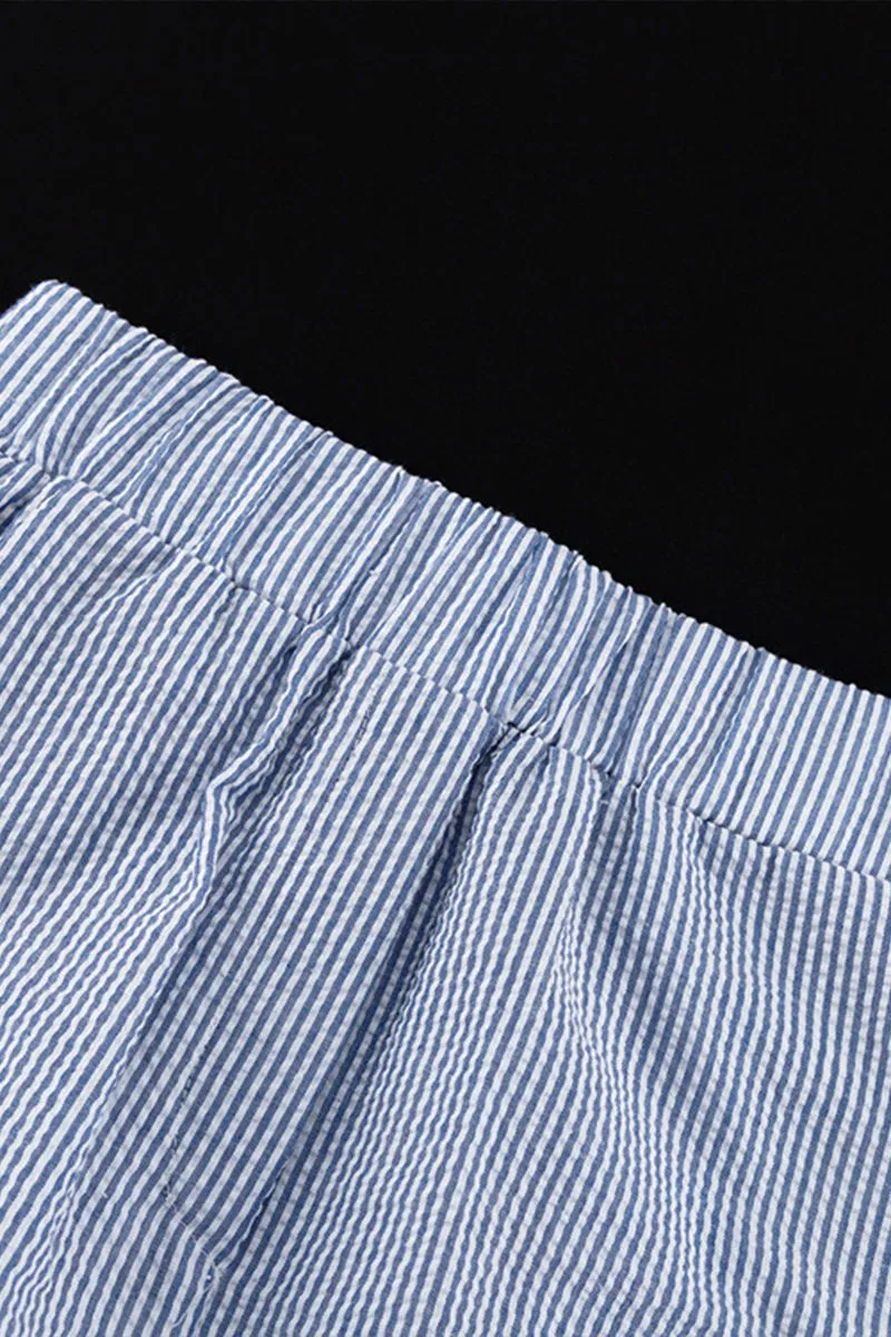 HUQ1387 Striped lapel shirt and trousers suit Top