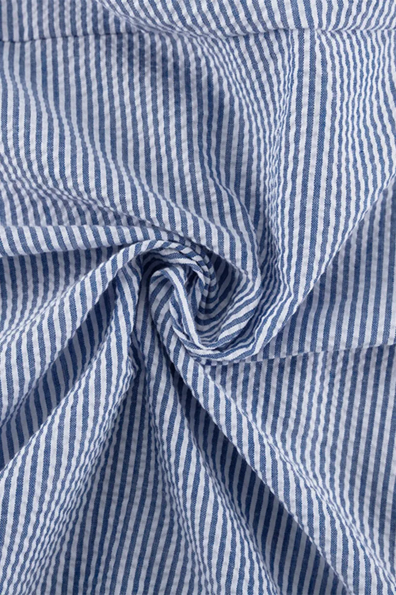 HUQ1387 Striped lapel shirt and trousers suit Top