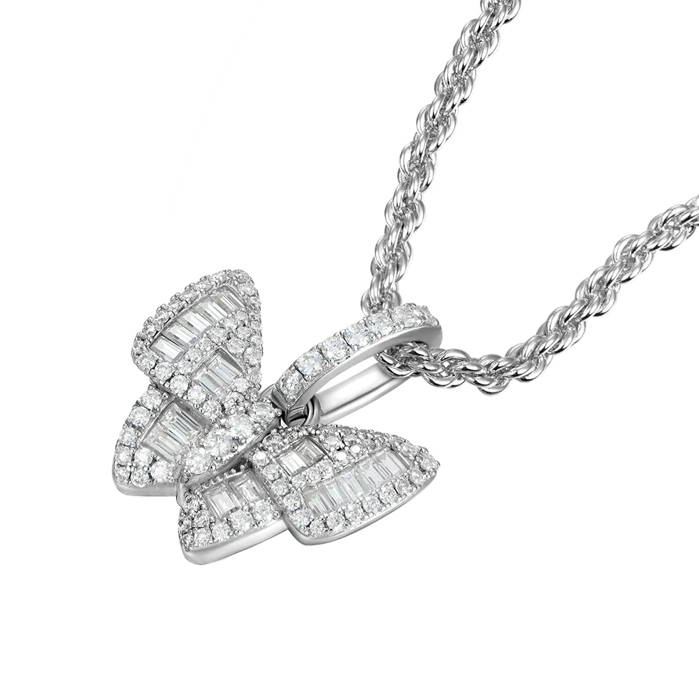 Moissanite Mixed Baguette Cut Butterfly Pendant