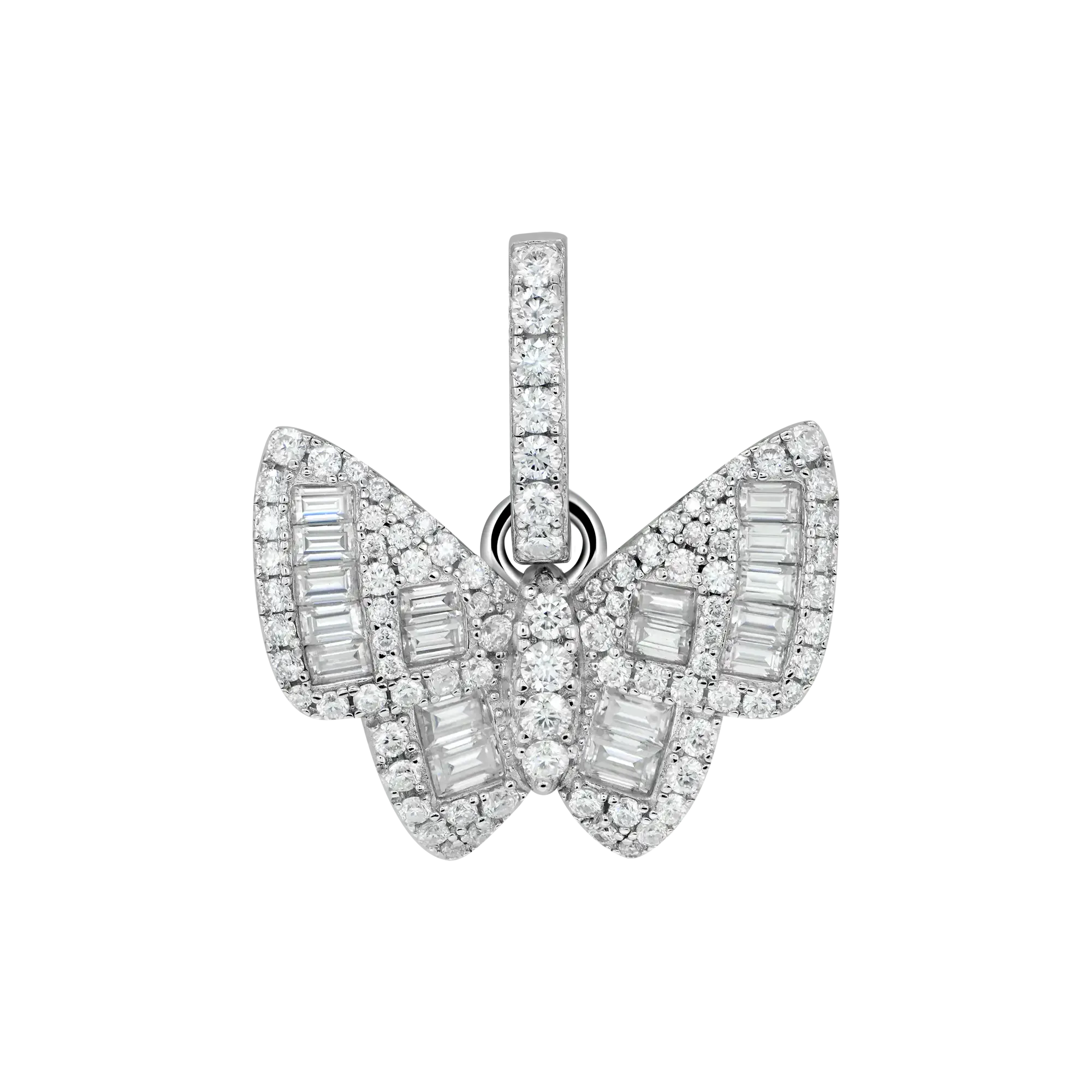 Moissanite Mixed Baguette Cut Butterfly Pendant