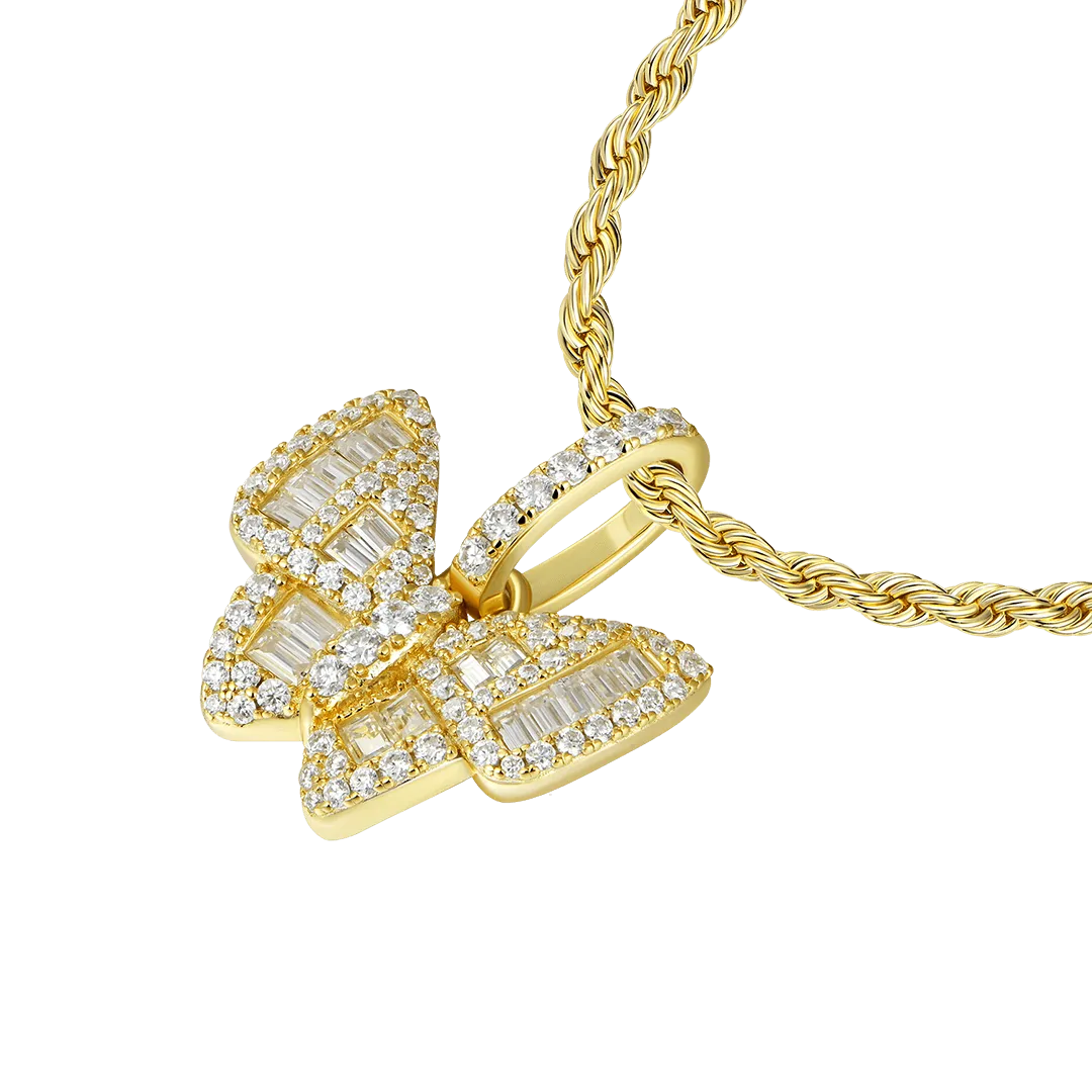 Moissanite Mixed Baguette Cut Butterfly Pendant