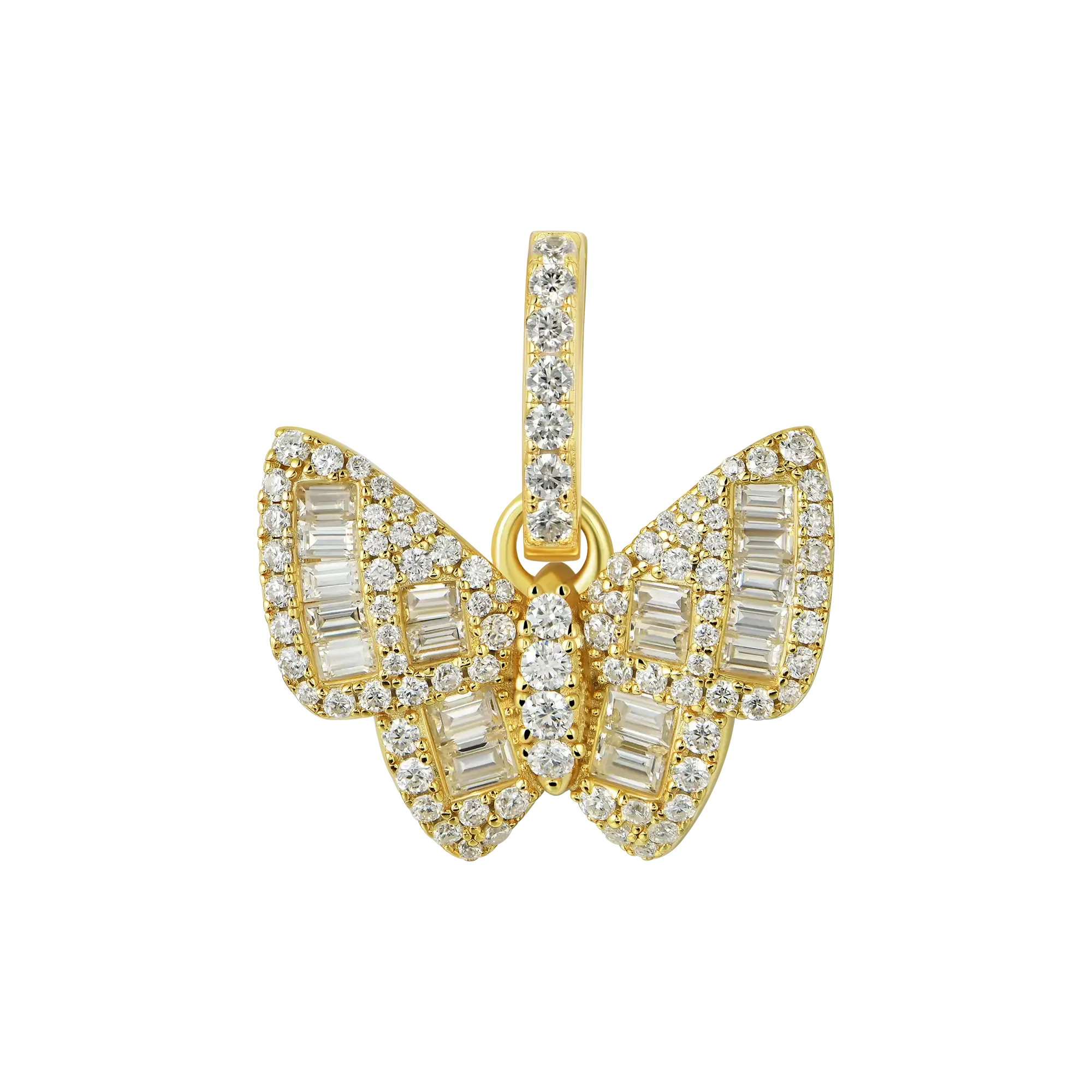 Moissanite Mixed Baguette Cut Butterfly Pendant