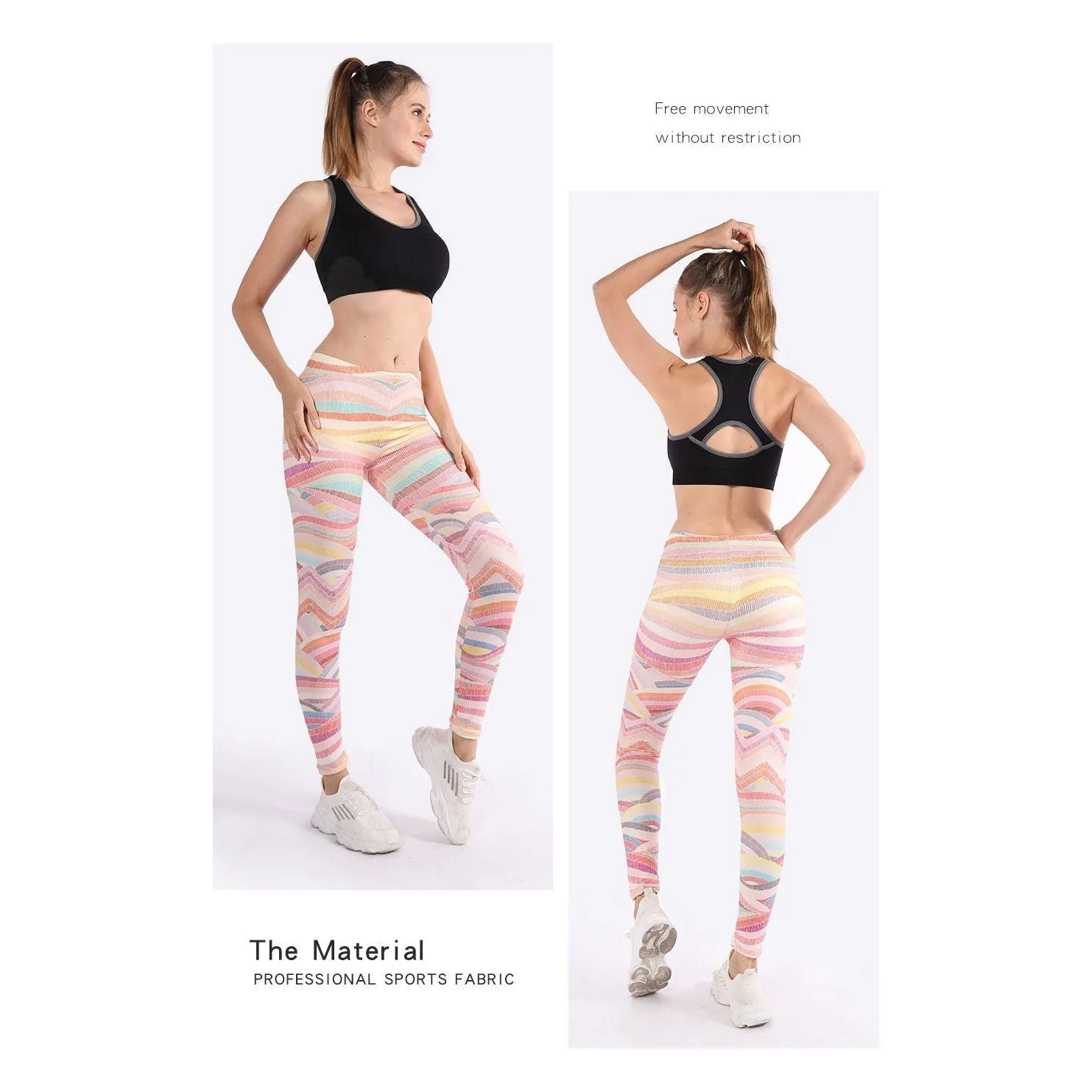 Nylon Stretch Outdoor Tights Digital Print Yoga Pants Women's Sports Leggings