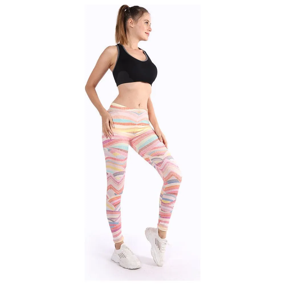 Nylon Stretch Outdoor Tights Digital Print Yoga Pants Women's Sports Leggings
