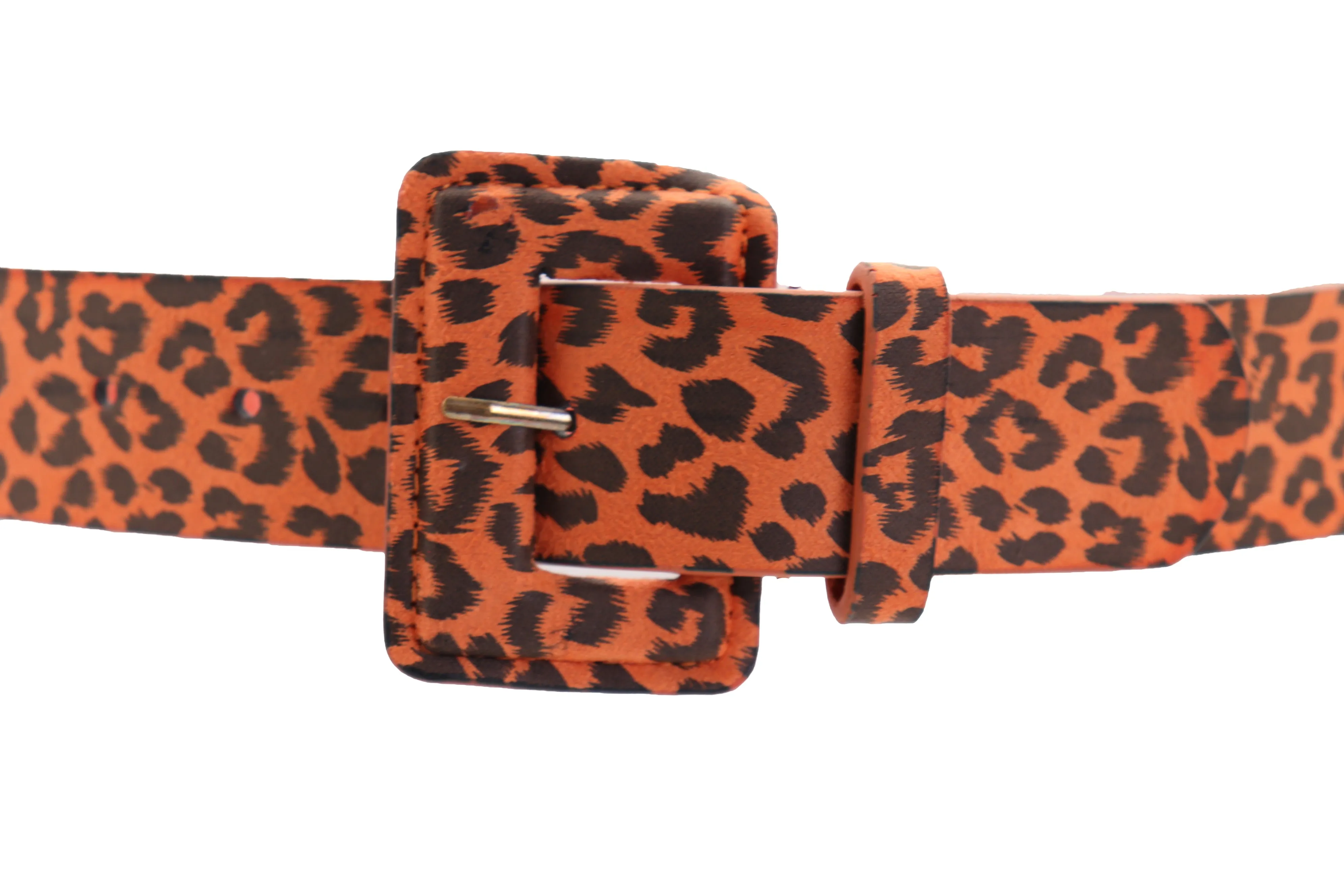 Orange Leopard Animal Print Square Buckle Classic Belt