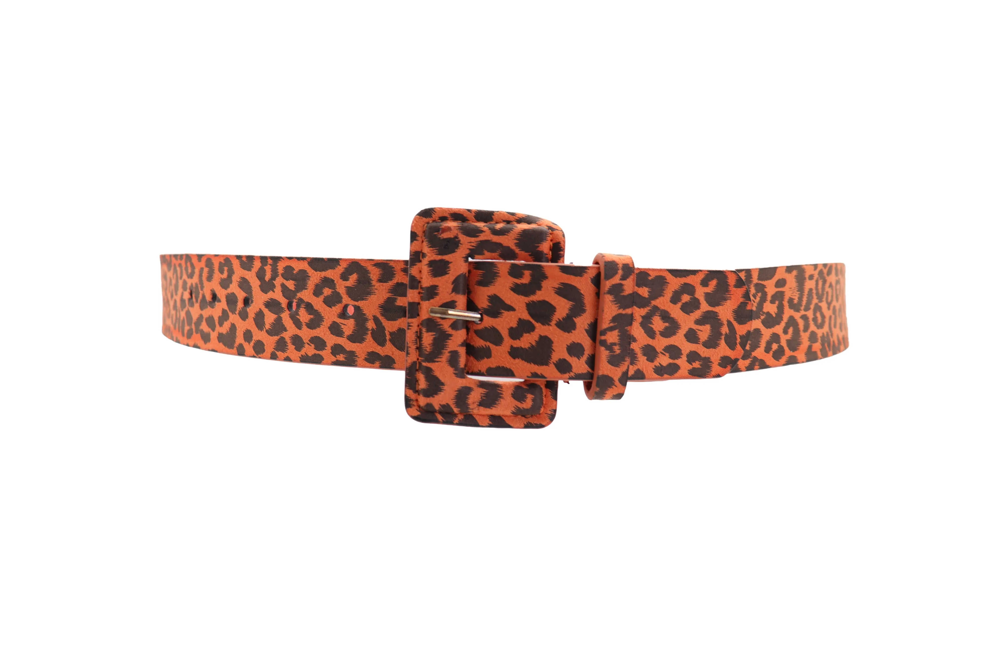 Orange Leopard Animal Print Square Buckle Classic Belt