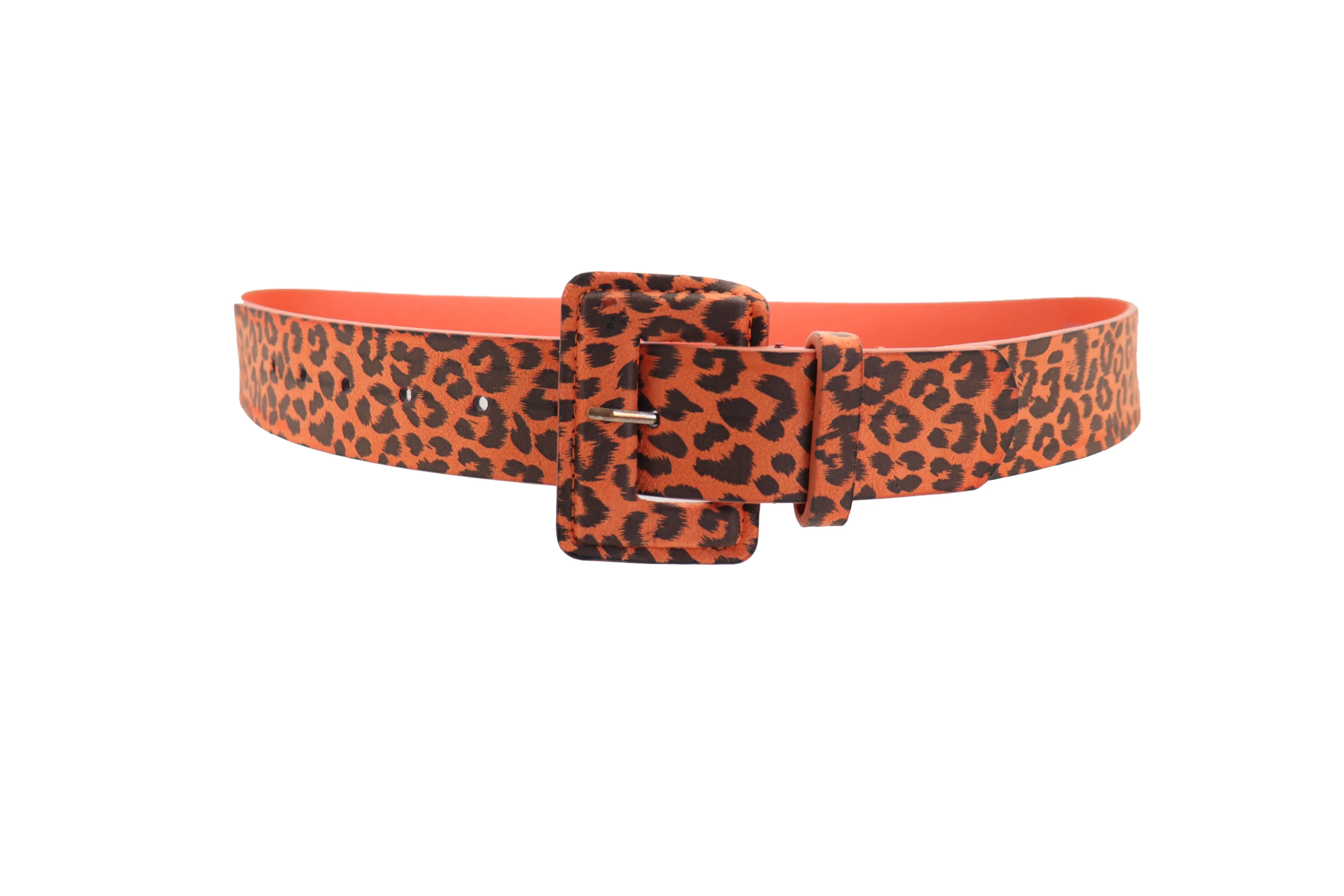 Orange Leopard Animal Print Square Buckle Classic Belt