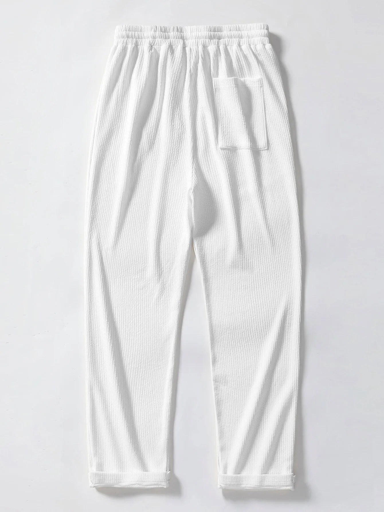 Pineapple Texture Knit V Neck Polo & Straight Leg Ribbed Pants