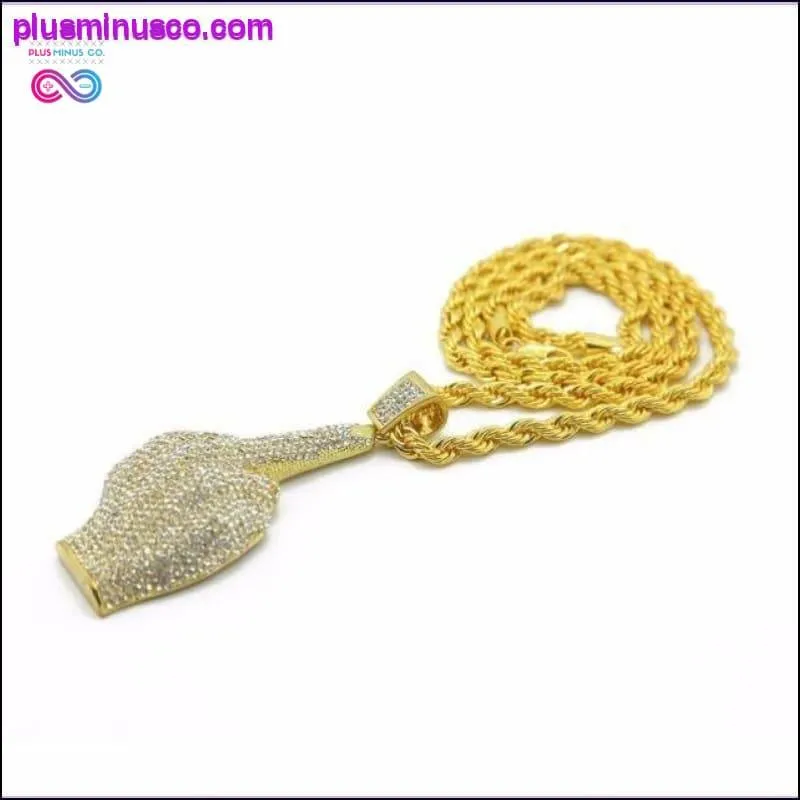 Rhinestones Middle Finger Pendant With 1 Row Tennis Chain