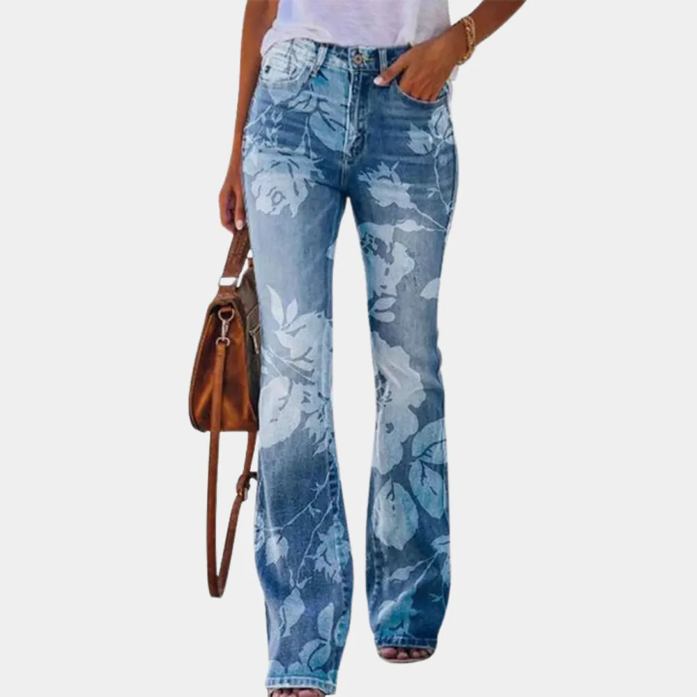 Rosmunda - trendy flared women's jeans with fashionable buttons