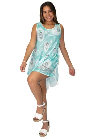 short sleeveless tie-dye Blue dress