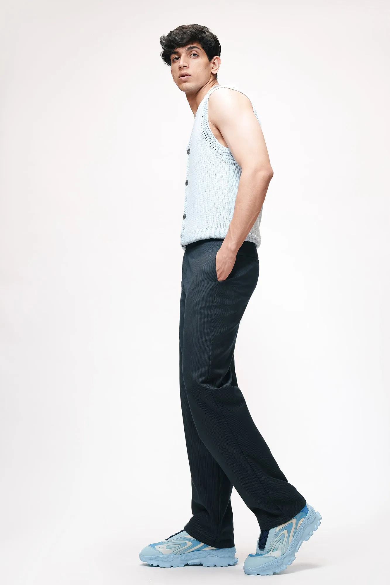 Super Navy Men's Straight Pinstripe Pants