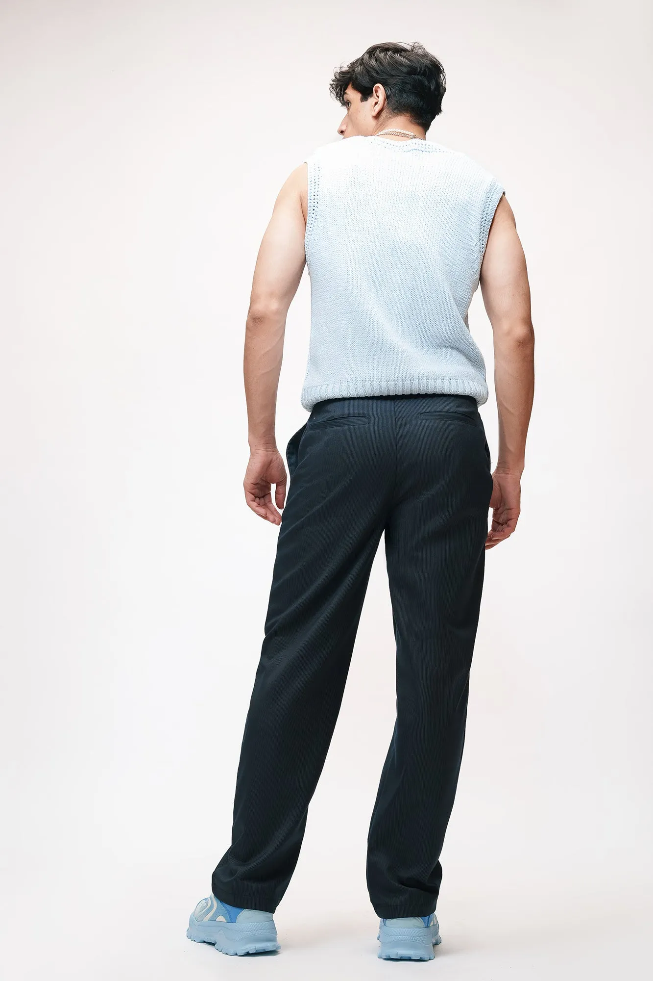 Super Navy Men's Straight Pinstripe Pants