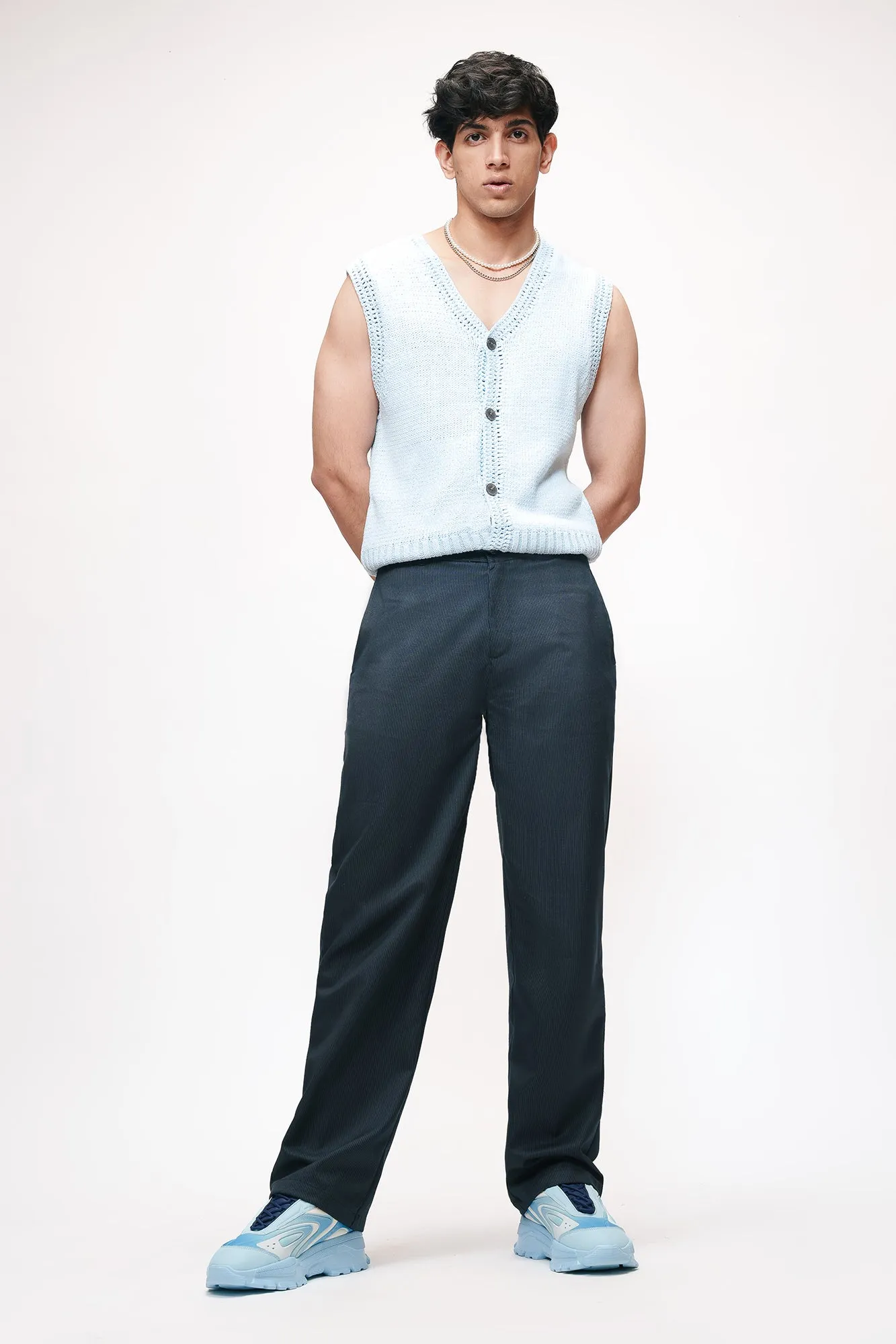 Super Navy Men's Straight Pinstripe Pants