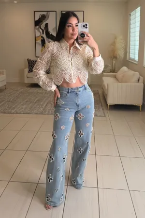 The Bloom Effect Floral Denim Pants