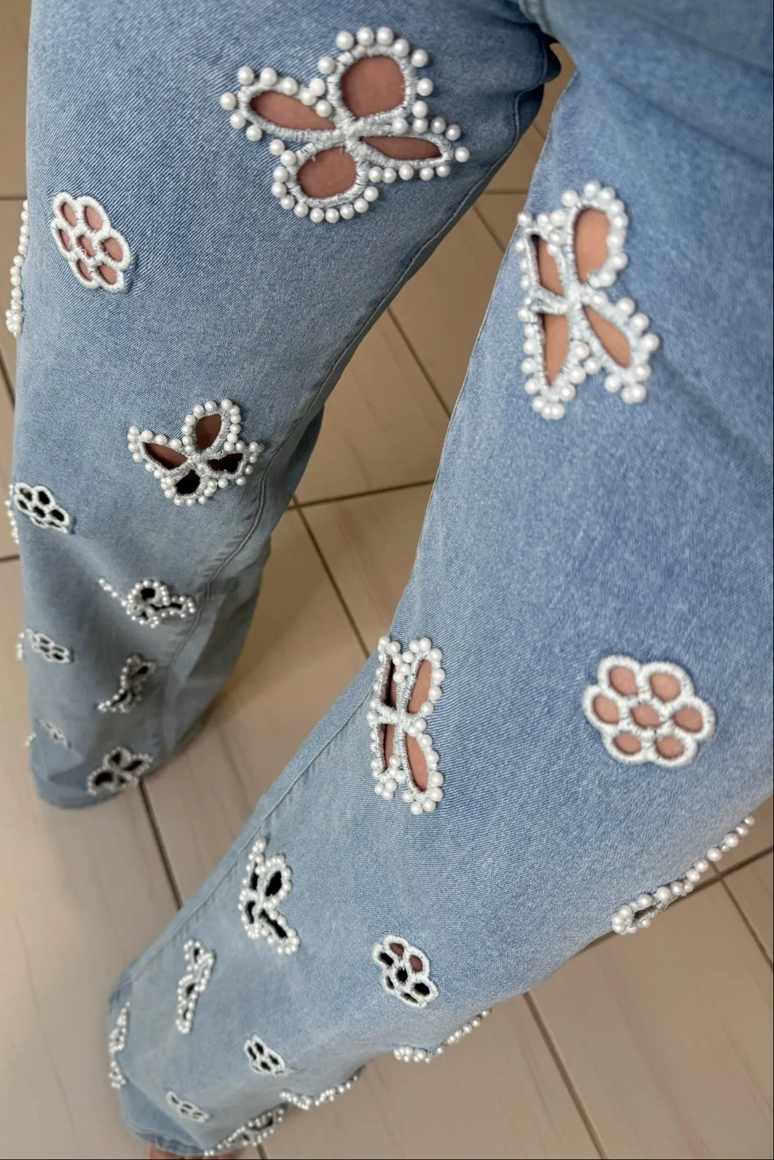 The Bloom Effect Floral Denim Pants