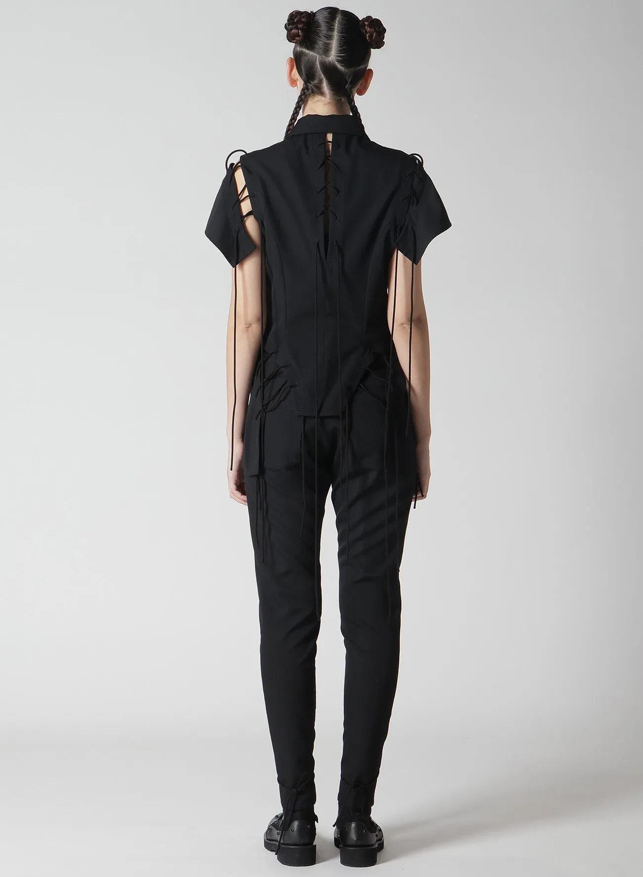 WOOL GABARDINE LACE-UP JACKET B