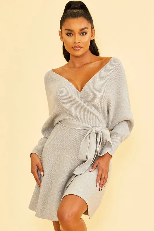 Wrap Sweater Flare Dress